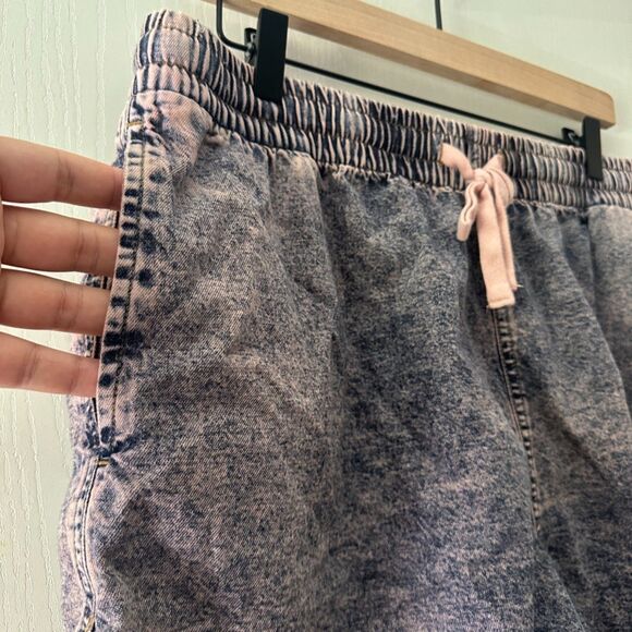 ONE TEASPOON Womens Denim Pink Acid Wash Boxer Drawstring Smocked Shorts Size XL - Picture 4 of 9